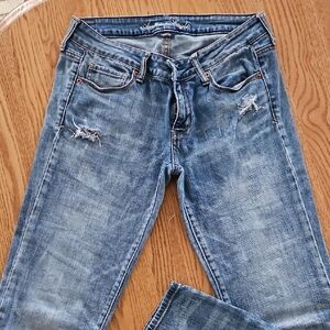 American Eagle Outfitters Faded Blue Distressed Boyfriend Jeans